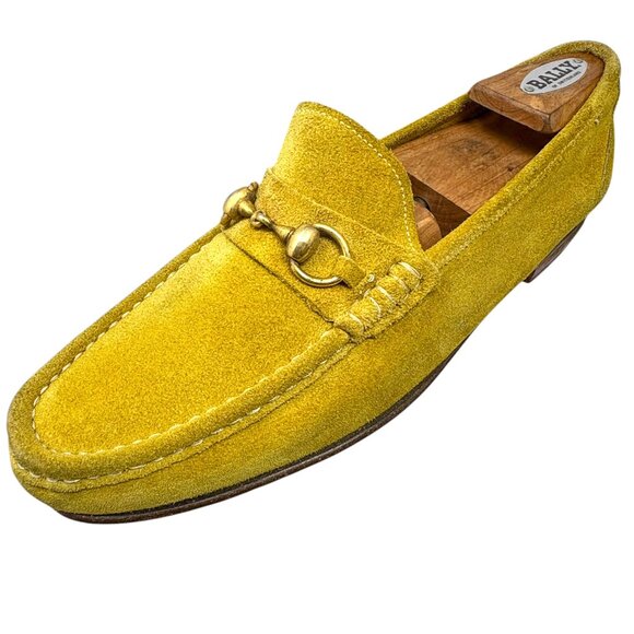 Retro Charles Jourdan Monseiur Galliano Yellow Suede Horsebit Loafers - Picture 2 of 10